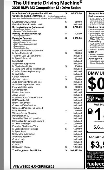 2025 BMW M3 Competition FULL FIONA EXTENDED LEATHER!