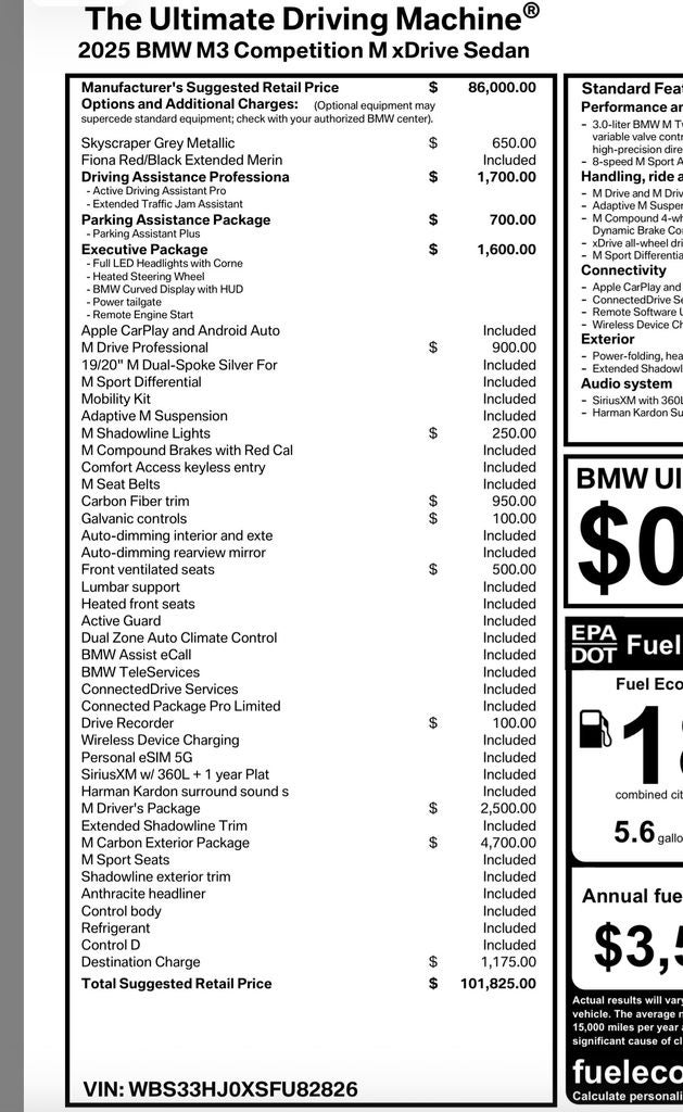 2025 BMW M3 Competition FULL FIONA EXTENDED LEATHER!