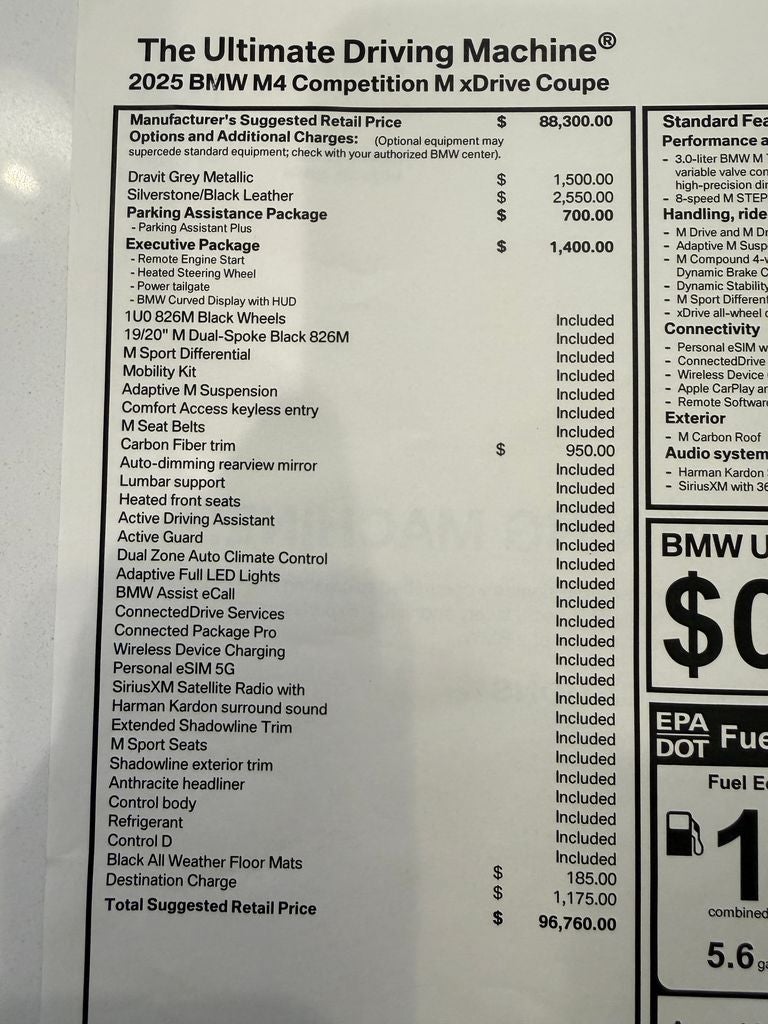 2025 BMW M4 Competition Individual Dravit Gray Full Extended Leather!